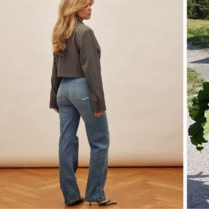 Djerf Avenue Straight Jeans Mid Blue - Tall